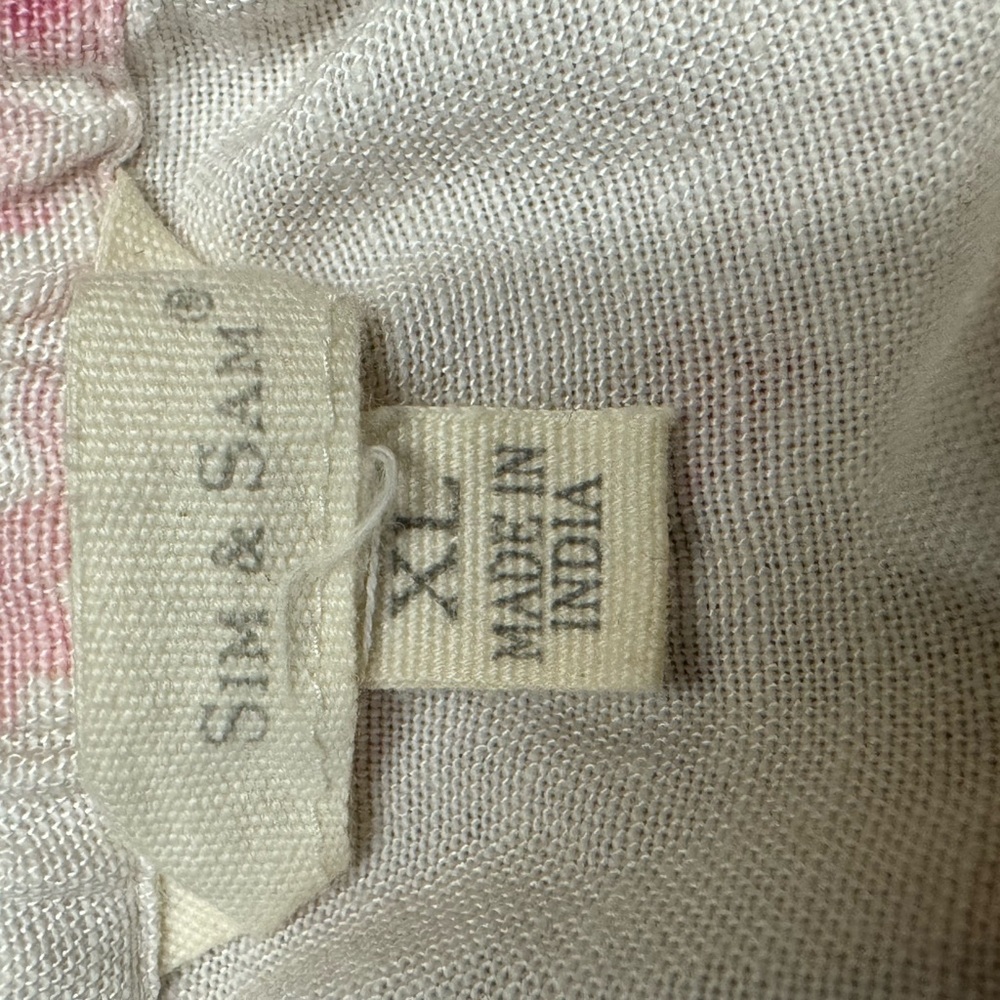 Sim & Sam Ivory Pink Floral Milkmaid Maxi Dress XL Linen Blend Corset Tie X - Picture 10 of 14